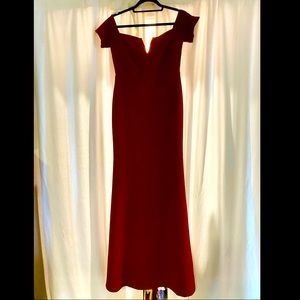 Lynne Burgundy Off-the-Shoulder Maxi Dress